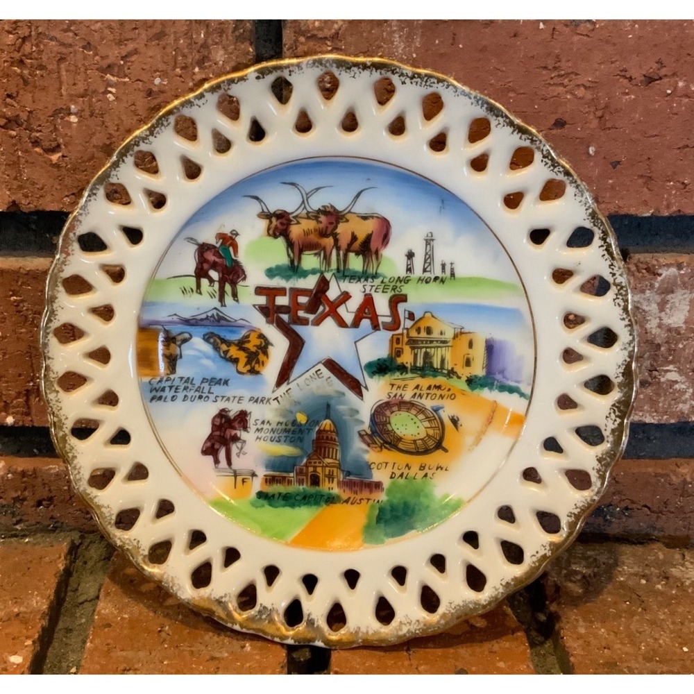 Vintage Texas Souvenir 6" Lattice Decorative Plate‎